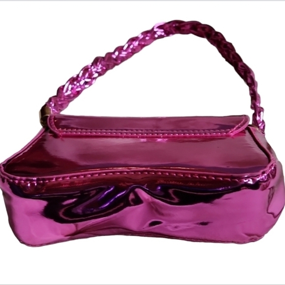 Pink Metallic Reflective Evening Bag Retro Purse - Picture 7 of 7